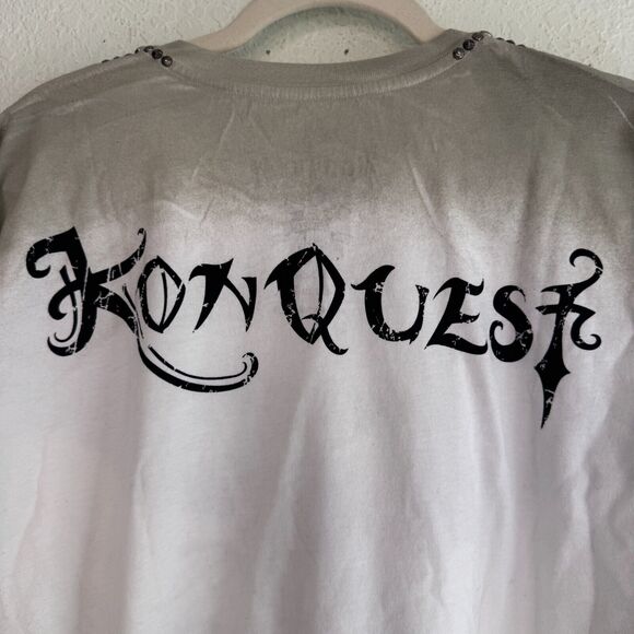 Konquest Shirt Mens XXL Eagle Skull Metallic Tee Tshirt Y2K Grunge Goth NEW 2XL - Picture 8 of 12